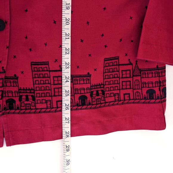 Coldwater Creek Womens MED Red Linen Embroidered Jacket Shacket - Picture 8 of 8